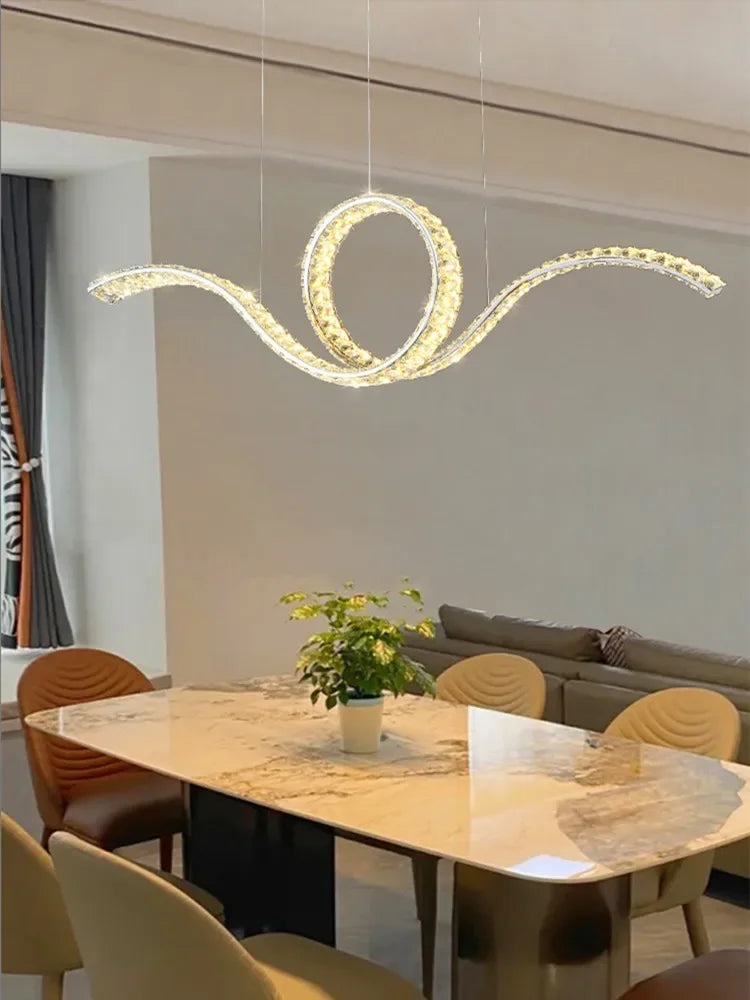 Luxury Restaurant LED Crystal Chandelier Modern High-end Design Gold/Silver Dimming Lamp Bar Kitchen Island Stair Pendant Lights - vue 2 sur 12