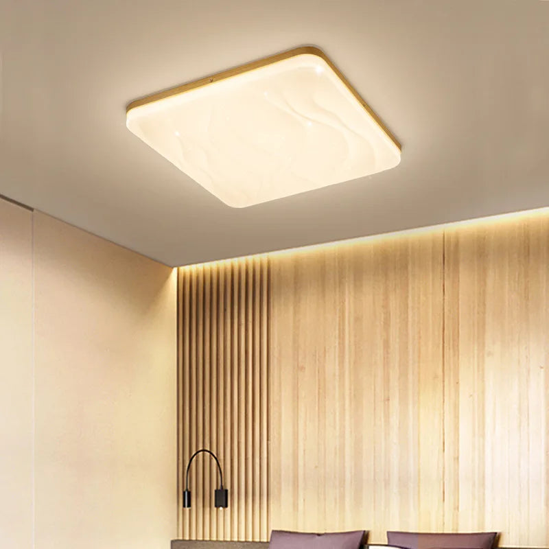 plafonnier led carré moderne simple en bois pour intérieur - vue 4 sur 11
