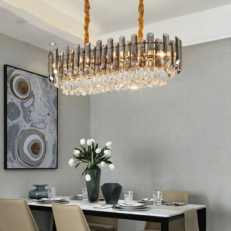 lustre de luxe moderne en cristal transparent pour décoration intérieure - vue 4 sur 18