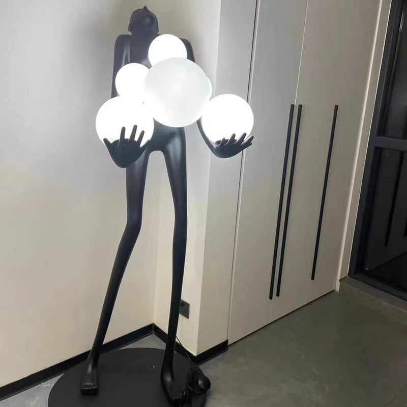 lampadaire postmoderne en résine et verre design élégant - vue 6 sur 9