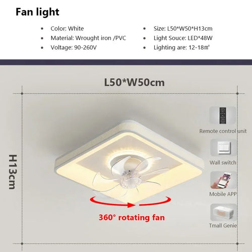 plafonnier moderne à leds avec ventilateur et télécommande - vue 13 sur 14