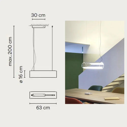 lustre moderne en verre transparent avec éclairage led - vue 8 sur 7