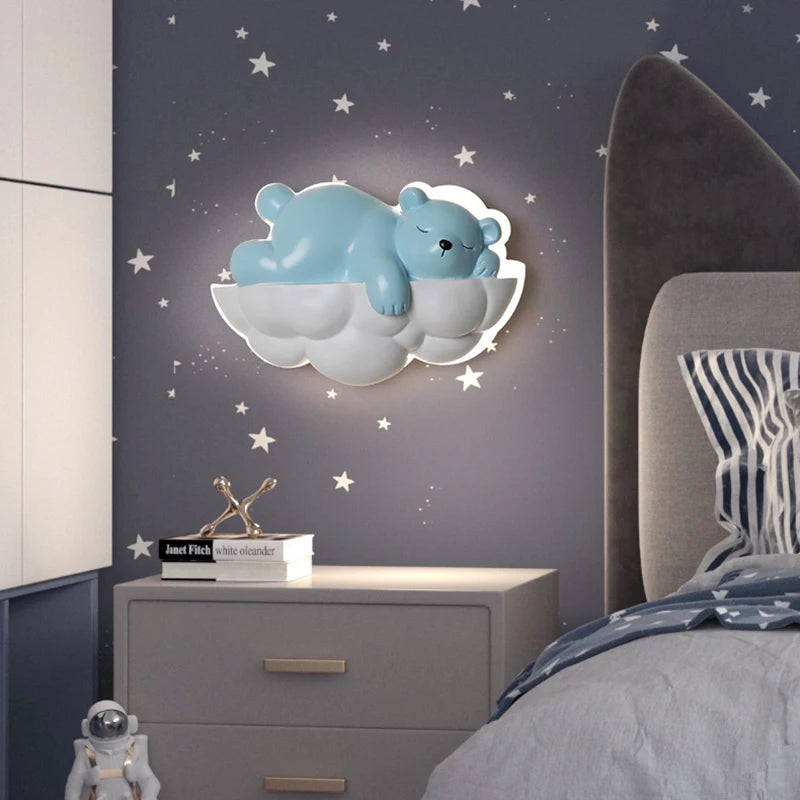 applique murale ours polaire lumineuse pour enfants avec télécommande - vue 4 sur 9