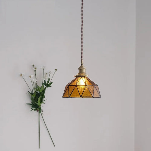 suspension design nordique vintage en laiton et verre - vue 5 sur 9