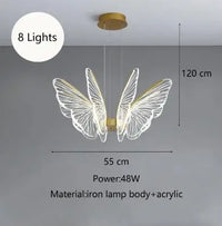 lustre papillon moderne en acrylique pour décoration intérieure