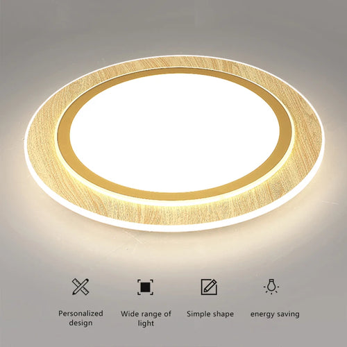 lampes de plafond led ultra-minces en bois style japonais - vue 6 sur 9