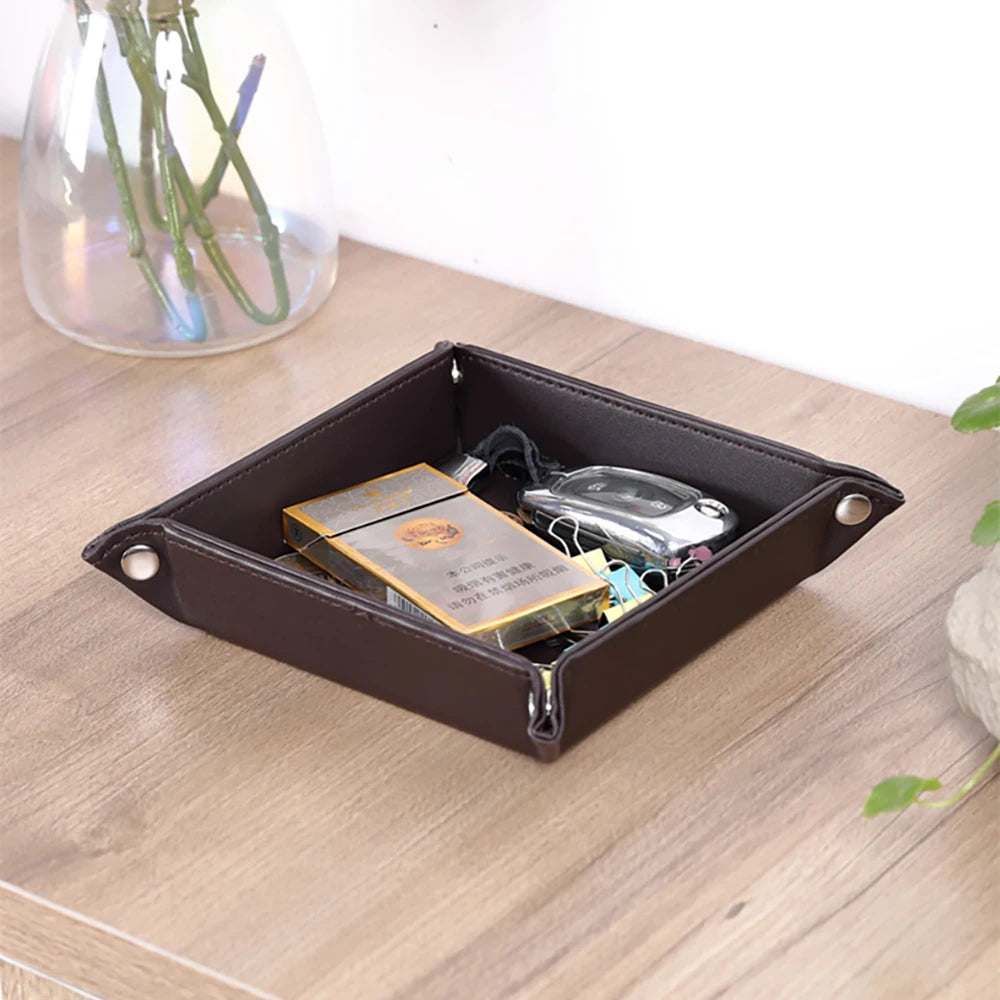 plateau de rangement en similicuir avec 5 compartiments pratiques - vue 6 sur 12