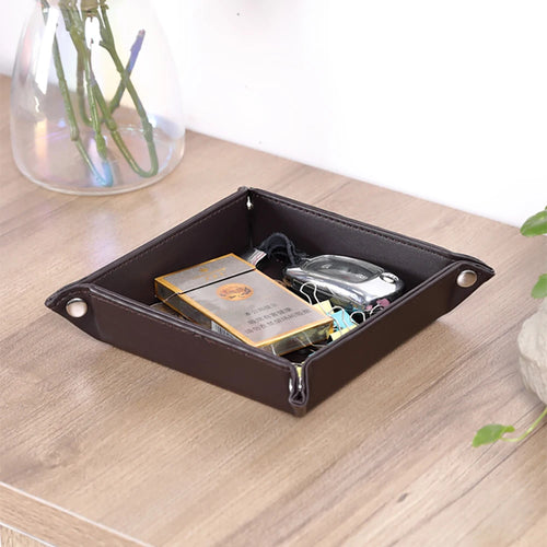 plateau de rangement en similicuir avec 5 compartiments pratiques - vue 7 sur 12