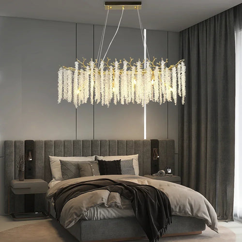 lustre rectangulaire en cristal pour décoration intérieure moderne - vue 3 sur 6