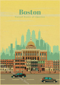 affiche vintage des villes du monde architecture et monuments