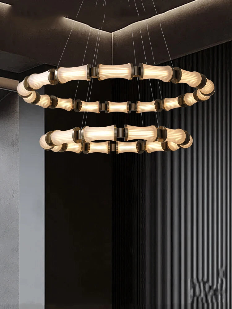 lustre led en verre design moderne de luxe - vue 2 sur 13