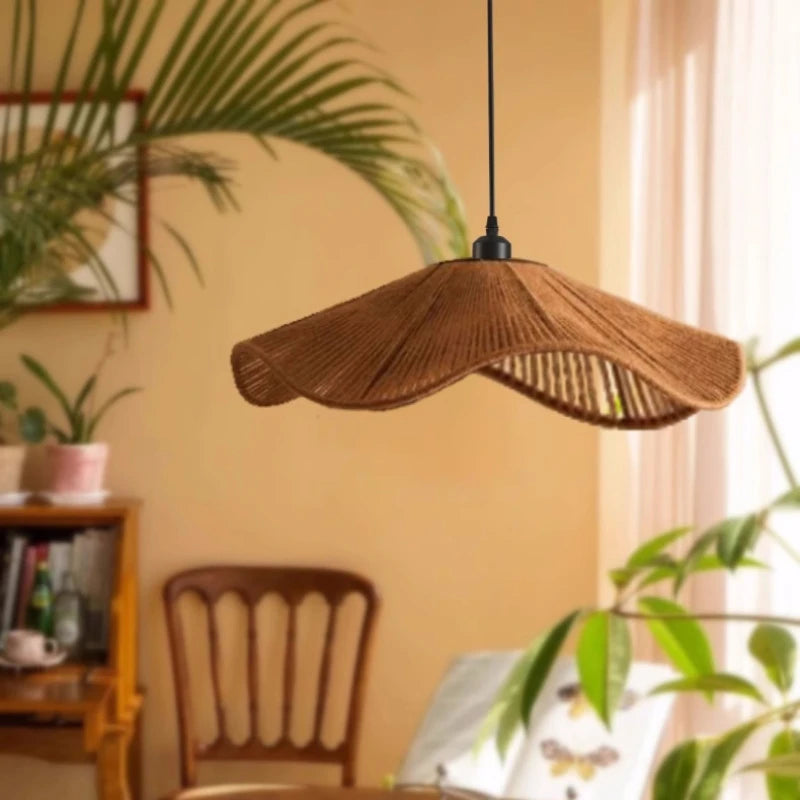suspension Nordique chanvre E27 LED salle à manger japonais tricoté chambre - vue 4 sur 14