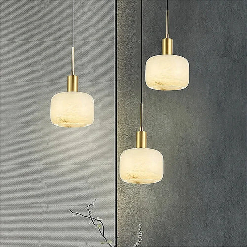 lustre moderne en marbre et cuivre design nordique élégant - vue 2 sur 7