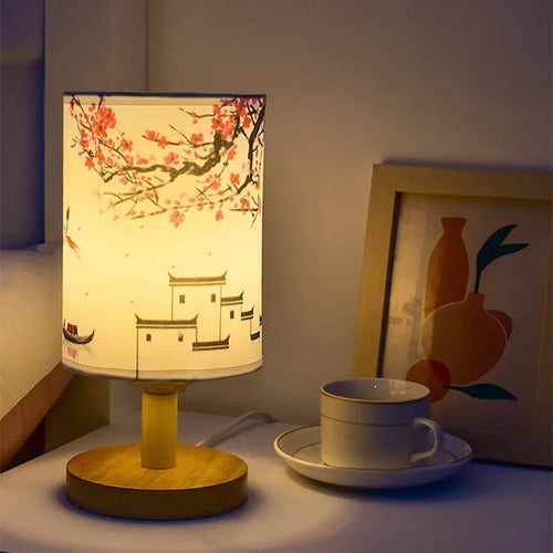 lampe de table led fleur de prunier design chinois pour ambiance douce - vue 4 sur 10