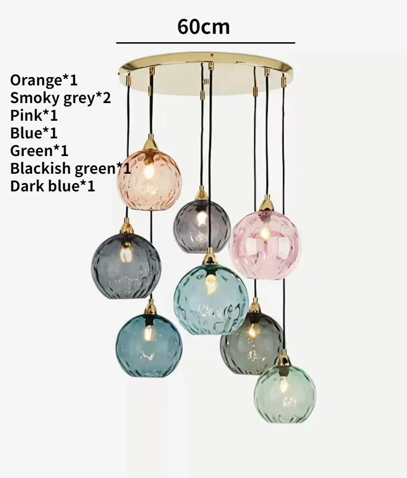 lustre verre coloré nordique moderne grain eau - vue 28 sur 29