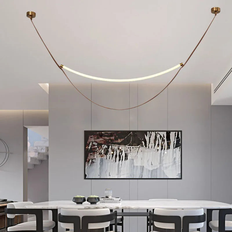 lustre led en silicone et cuir artificiel pour hôtel - vue 4 sur 11