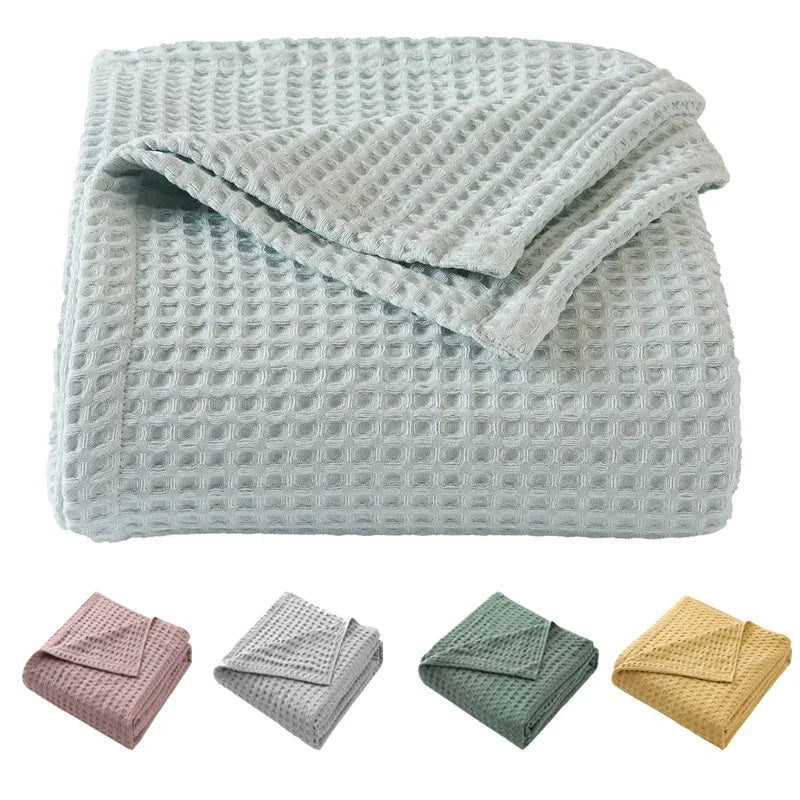 Plaid coton gaufré doux léger toutes saisons intérieur - vue 2 sur 7