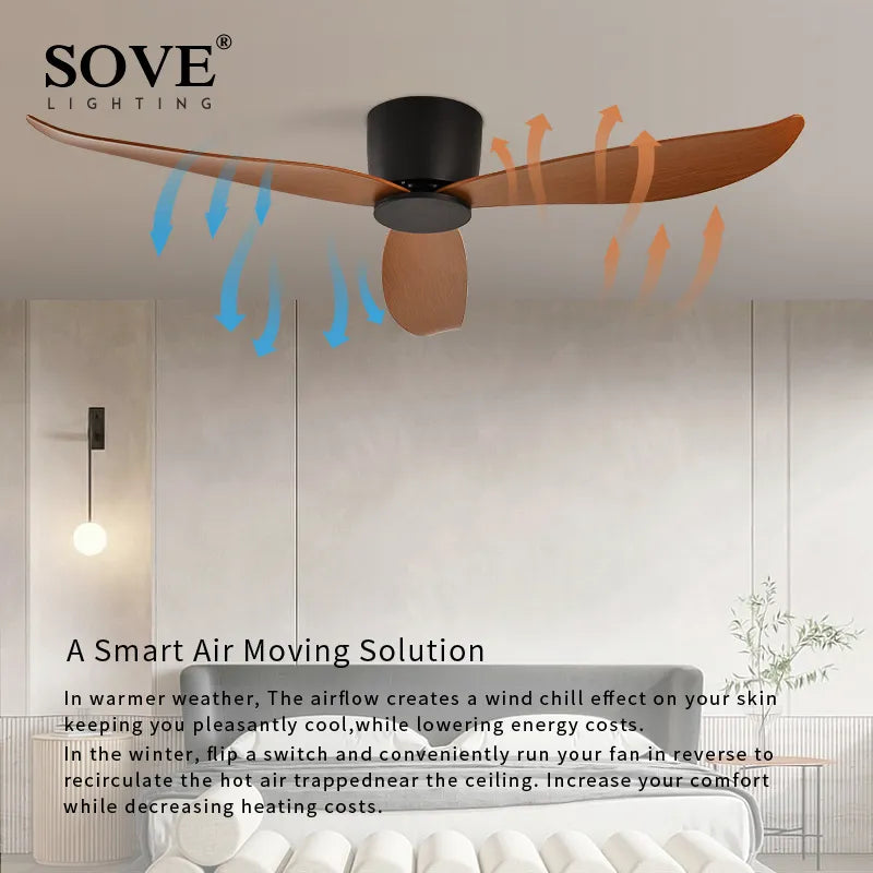 SOVE ventilateur de plafond blanc plancher bas Ultra mince 17 cm DC ventilateur de plafond avec télécommande ventilateurs de plafond simples sans lumière 220 V - vue 3 sur 14