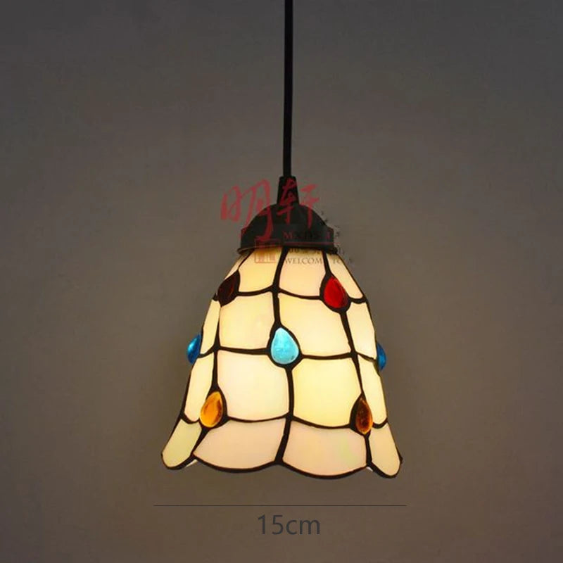suspension tiffany vitrail pteris luminaire décoratif pour intérieur - vue 8 sur 9