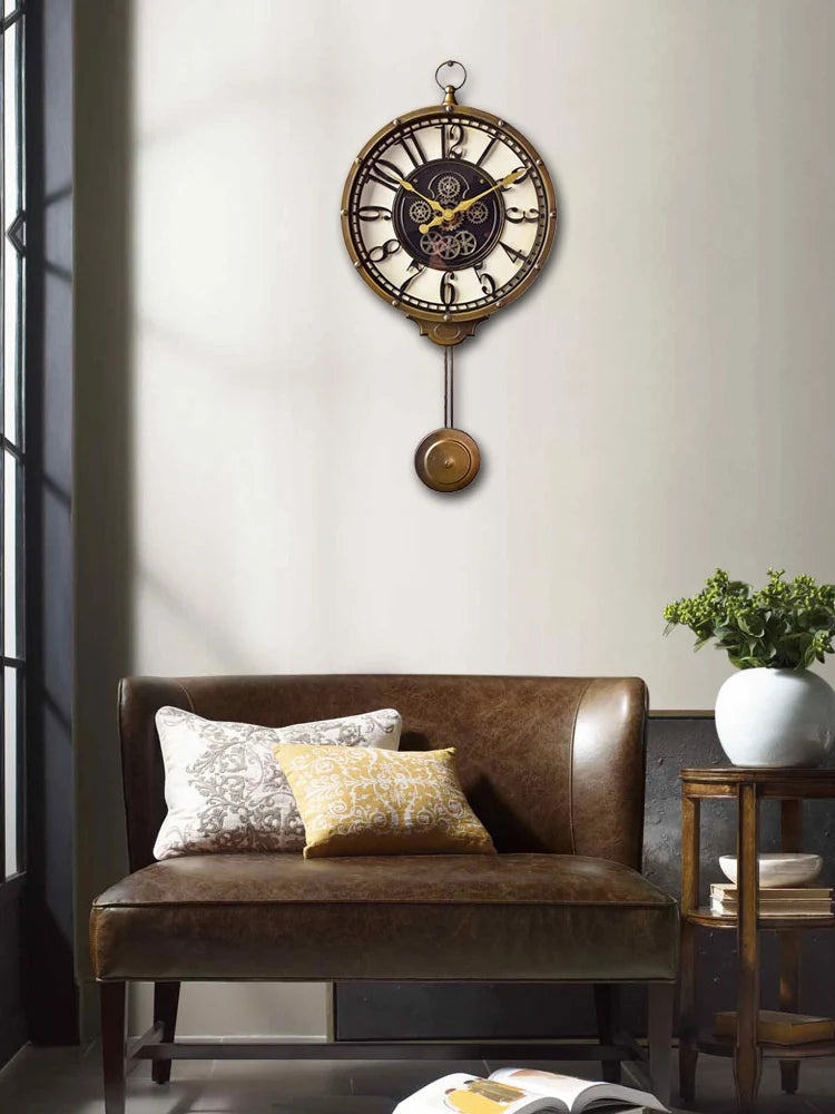 horloge murale rétro silencieuse style américain cadeau décoratif - vue 2 sur 7