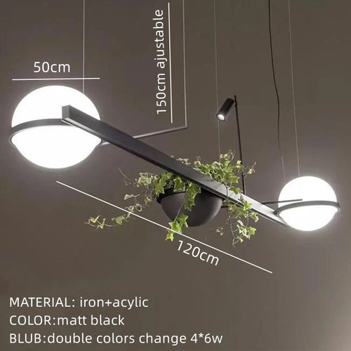 lustre moderne nordique avec pot de fleur led suspendu - vue 12 sur 18