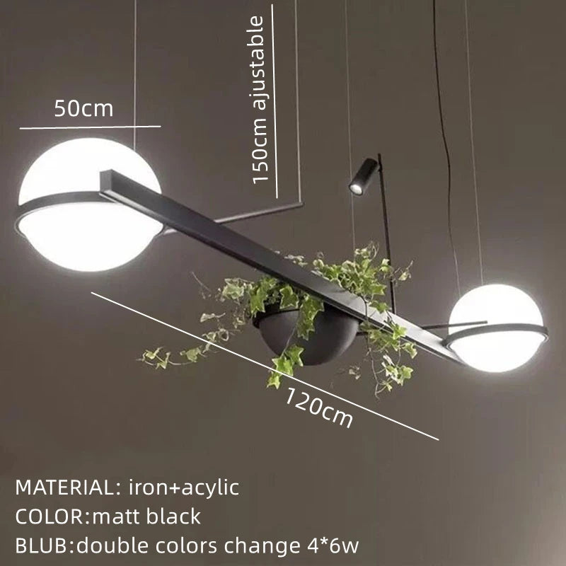 lustre moderne nordique à plantes avec pot de fleur led - vue 11 sur 18