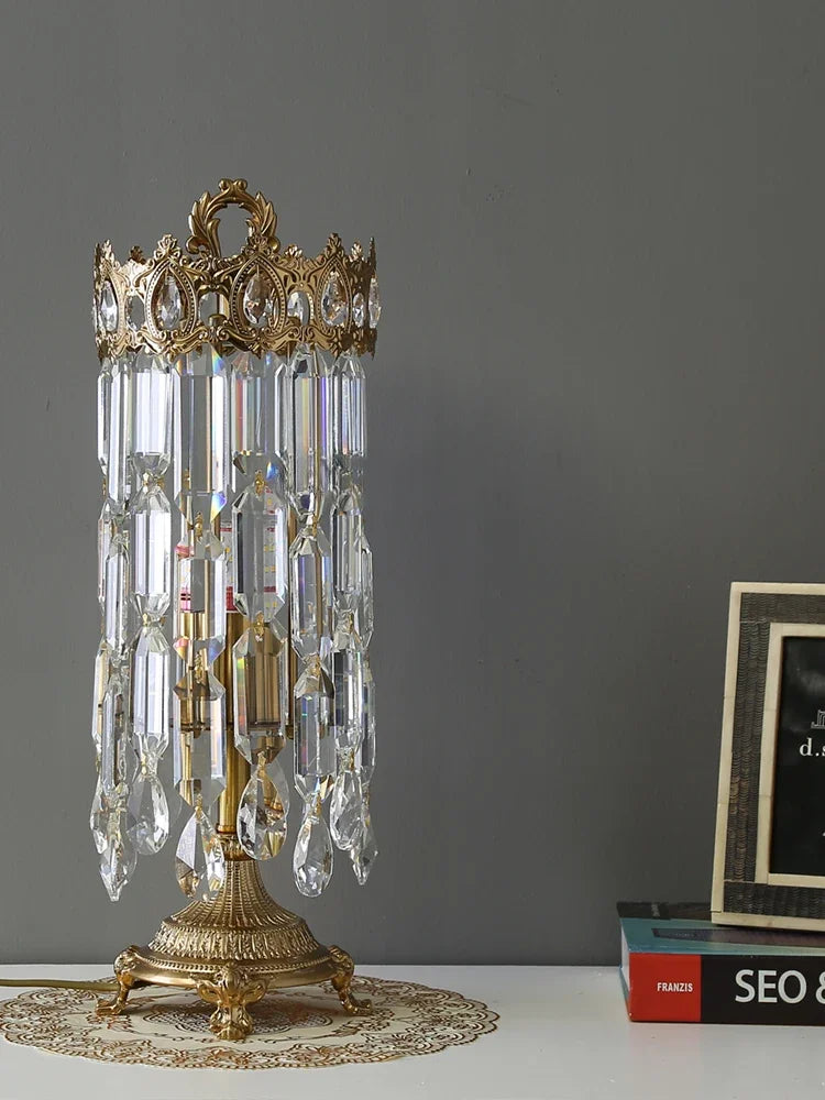 lampe de chevet luxe couronne cristal décoration élégante pour chambre - vue 3 sur 5