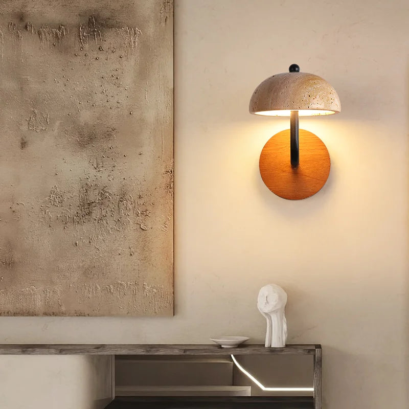 applique murale led vintage en forme de champignon en pierre naturelle - vue 4 sur 6