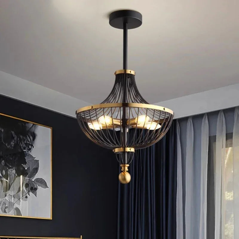 lustre rétro led en fer avec suspension pour décoration américaine - vue 3 sur 6