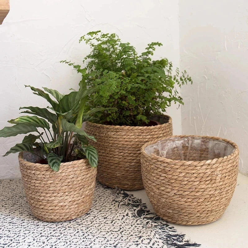 panier en paille pour plantes d'intérieur et d'extérieur - vue 1 sur 28