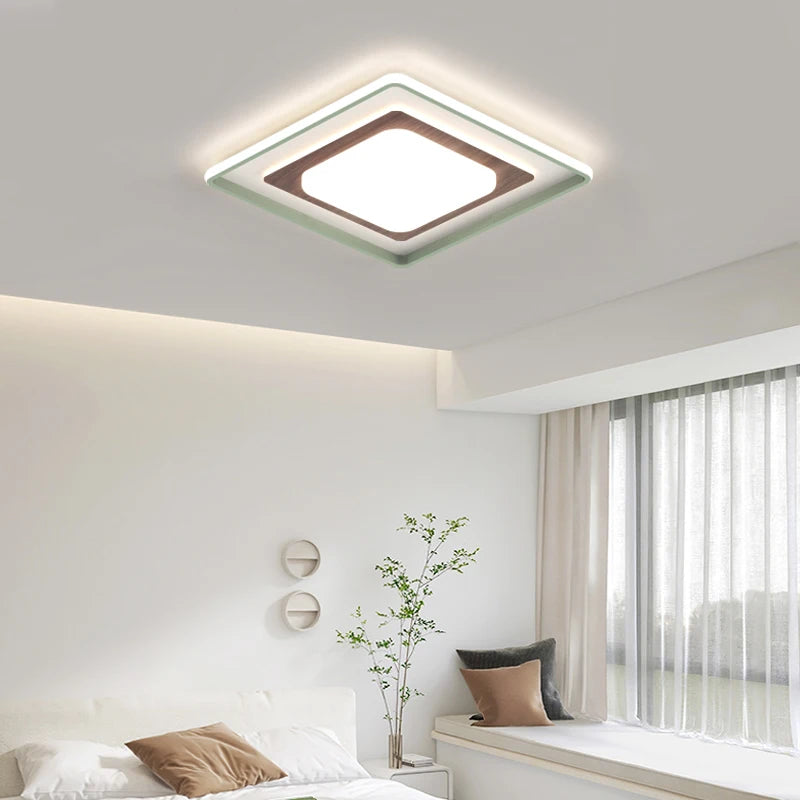 lampe de salon minimaliste carrée à grains de bois - vue 4 sur 18