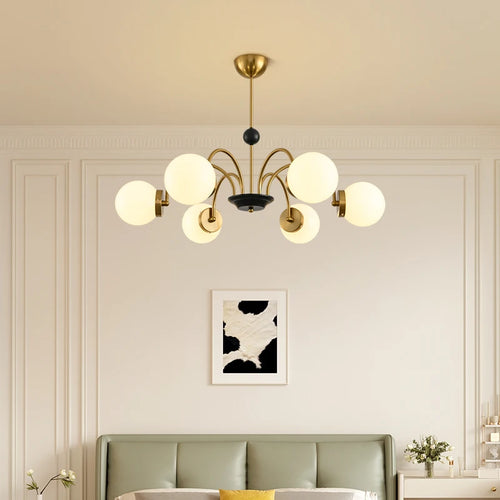 lustre moderne bauhaus magic bean style français crème luxe - vue 3 sur 16
