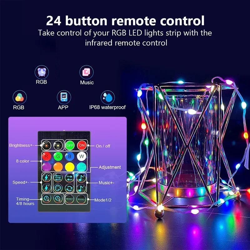 guirlande lumineuse led intelligente bluetooth pour fêtes et décorations - vue 2 sur 12