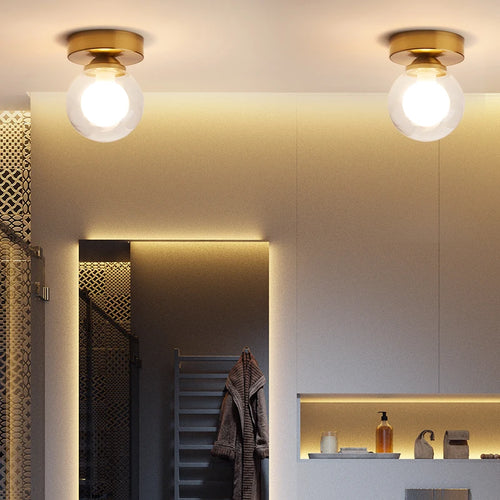 plafonnier led moderne simple boule de verre nordique - vue 3 sur 10