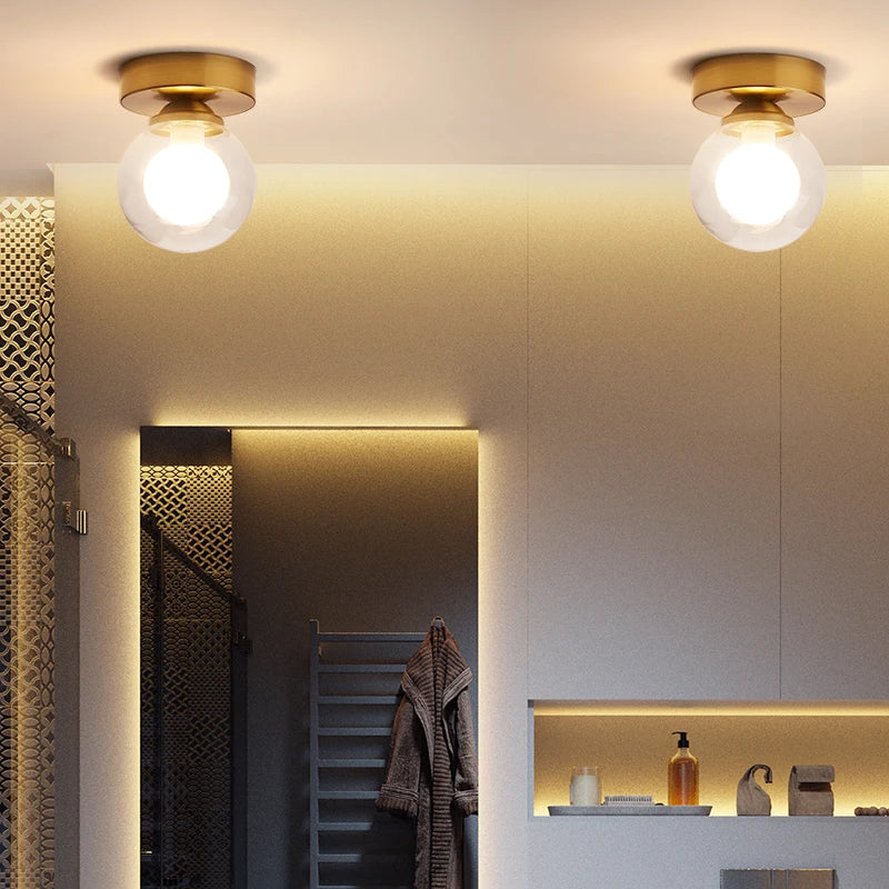 plafonnier led moderne simple boule de verre nordique - vue 2 sur 10