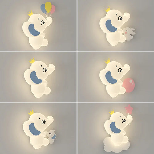 applique murale moderne éléphant pour enfant lumière douce - vue 7 sur 12