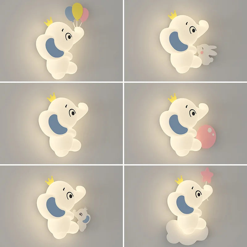 applique murale moderne éléphant pour enfant lumière douce - vue 6 sur 12