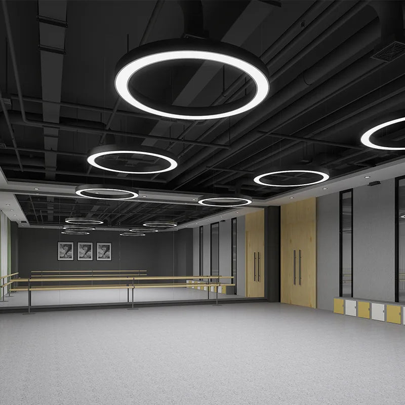 lustre à anneaux ronds led pour éclairage créatif moderne - vue 5 sur 11