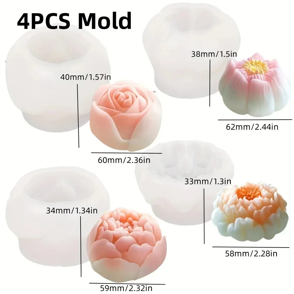 nouveau moule silicone bouquet roses chrysanthème pivoine cadeau saint valentin - vue 12 sur 18