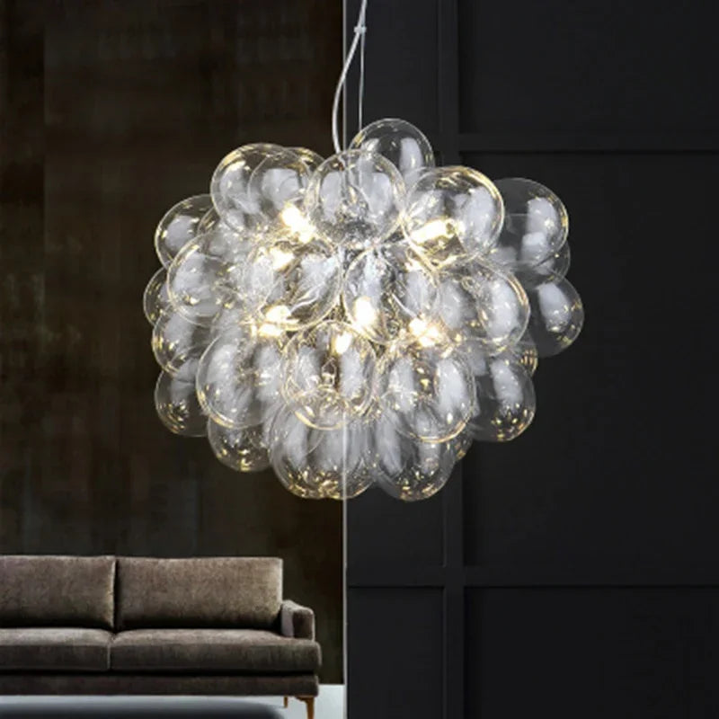 lustre postmoderne industriel en verre suspendu décoratif - vue 5 sur 14