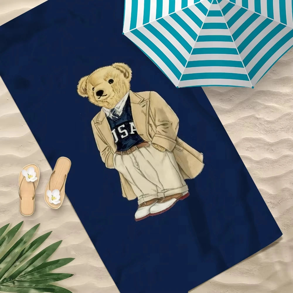 Serviette de plage microfibre séchage rapide oursons voyage - vue 5 sur 5