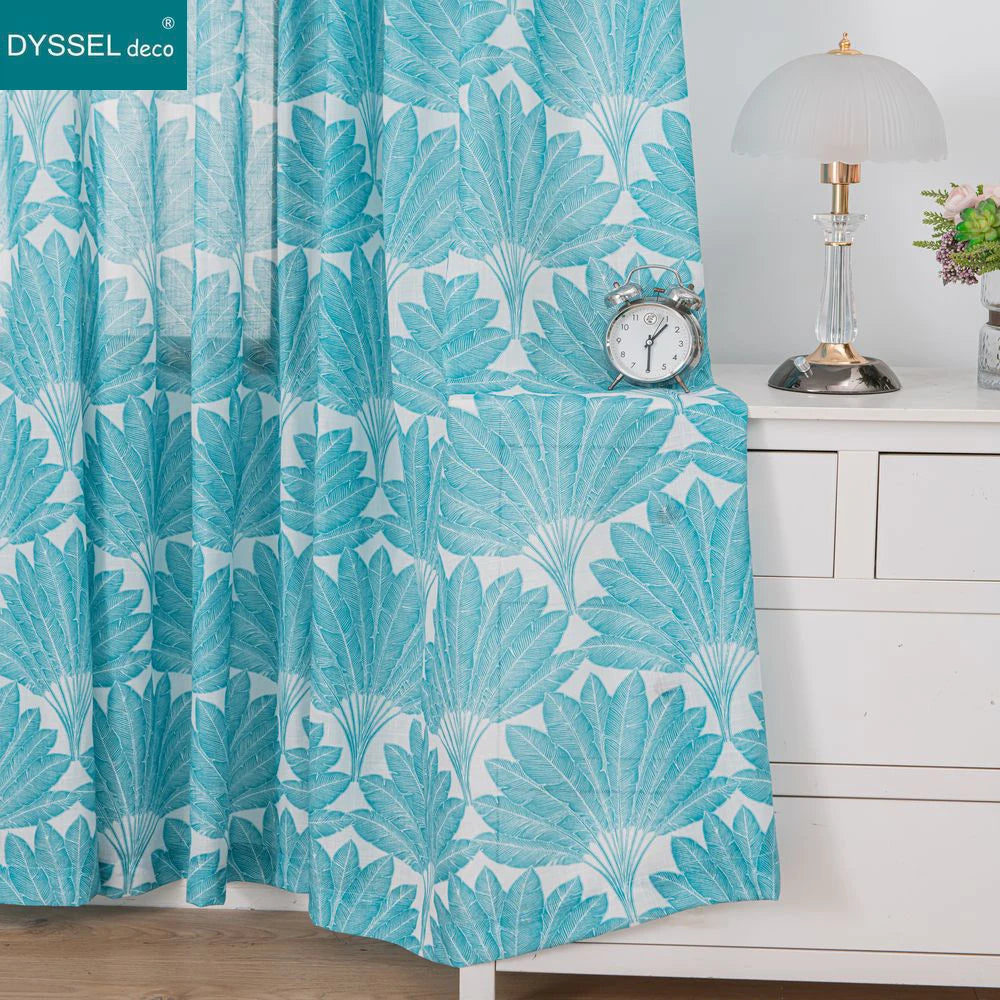 Rideau motif feuilles style moderne pour salon chambre - vue 4 sur 8