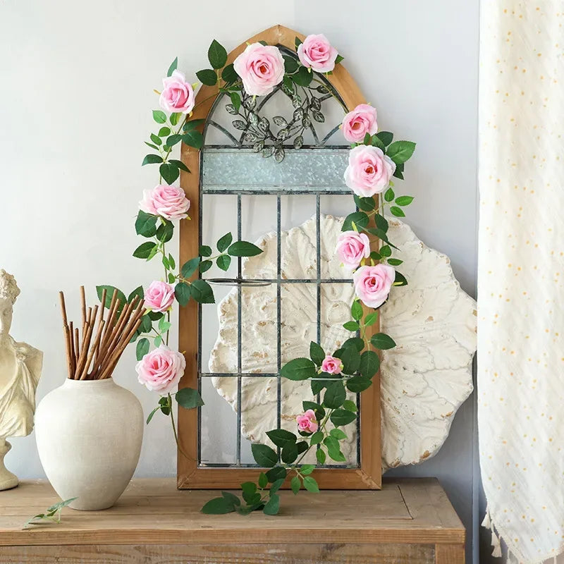 vignes de roses artificielles en soie pour décoration intérieure - vue 8 sur 12