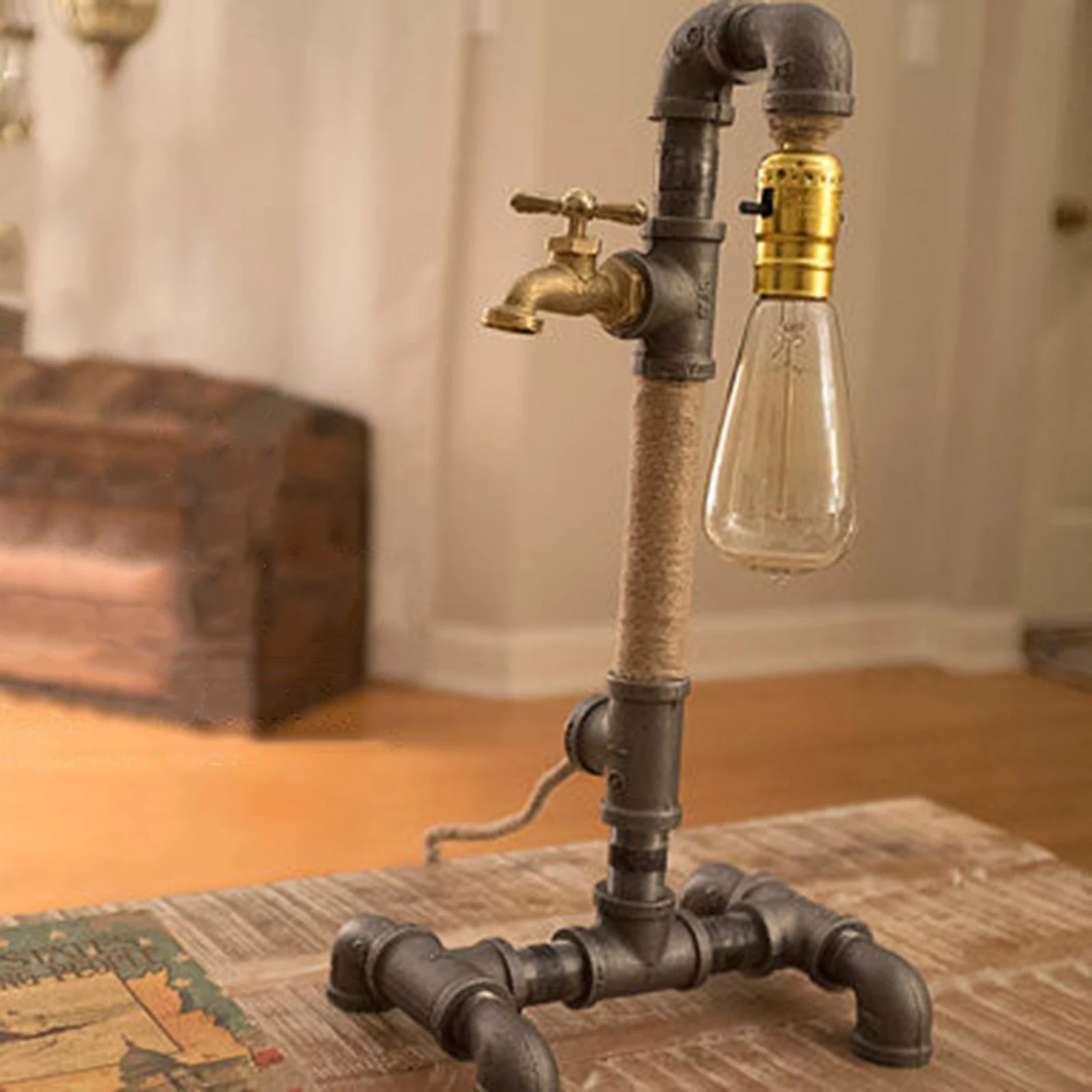 Lampes à conduite d'eau rétro industrielles Vintage en fer rouille E27 pour café - vue 3 sur 6