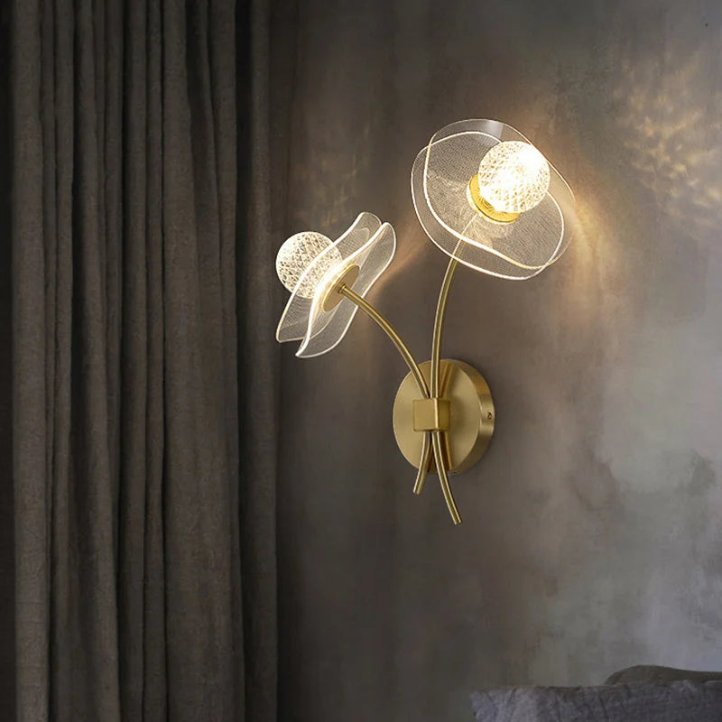 Modern Led personalized decoration lotus leaf garden wall lamp, bedside bedroom, living room, staircase, corridor, kitchen backg - vue 1 sur 23