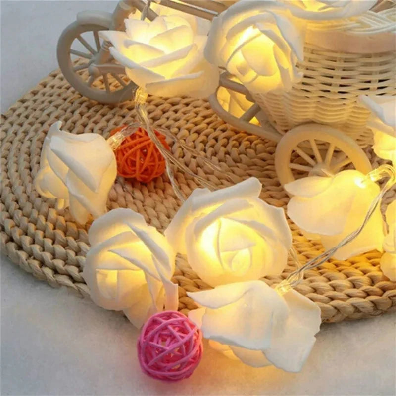 guirlande lumineuse roses en mousse pour mariage et saint valentin - vue 2 sur 11