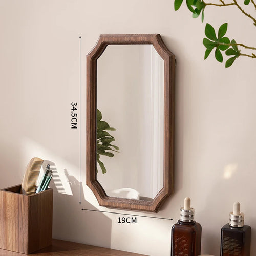 miroir vintage en bois massif miroir maquillage étanche mural antirouille - vue 11 sur 15