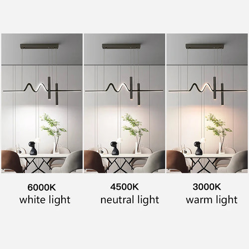 Suspension LED moderne lumières lustre or vague Lampadario lampe ECG salle à manger chambre salon cuisine suspension suspension - vue 5 sur 10