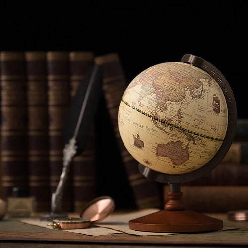 globe terrestre éducatif avec base en bois rétro - vue 4 sur 7