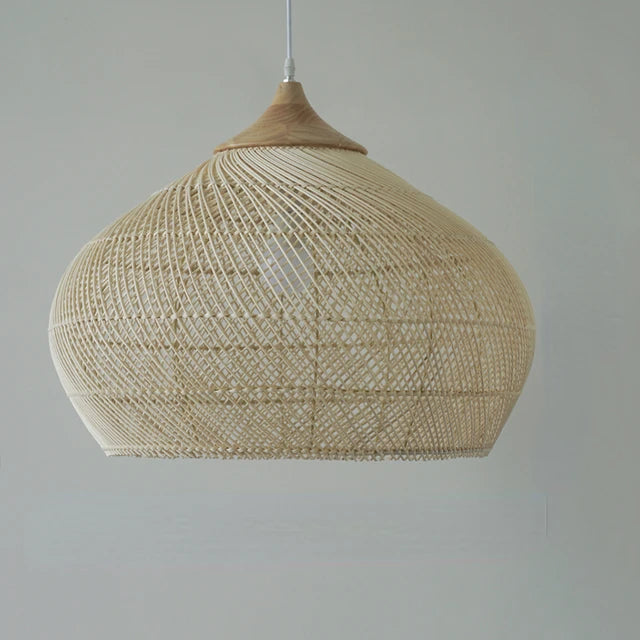 Modern art minimalist retro chandelier suitable for living room, dining room, farmhouse, natural rattan and willow chandelier - vue 5 sur 21